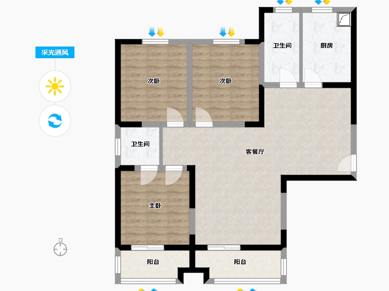 陕西省-西安市-桃苑红杉郡-97.28-户型库-采光通风