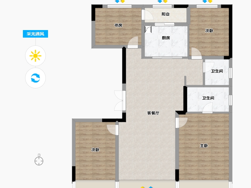 陕西省-西安市-西安蓝光长岛国际社区-111.20-户型库-采光通风