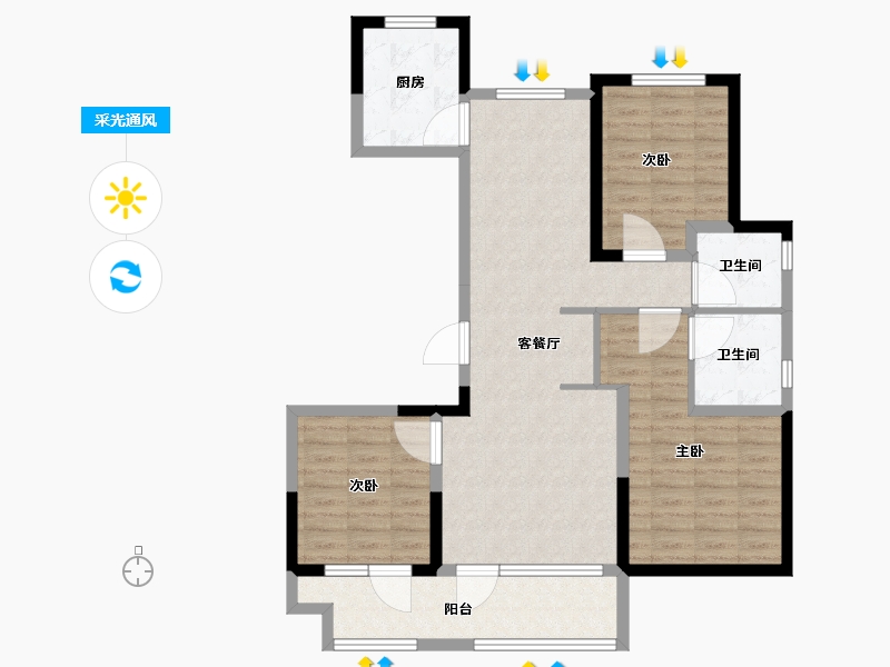 山东省-青岛市-融海致远居-95.20-户型库-采光通风