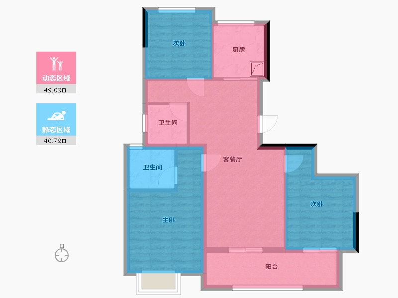 浙江省-金华市-金地湖塘月色售楼处-80.00-户型库-动静分区