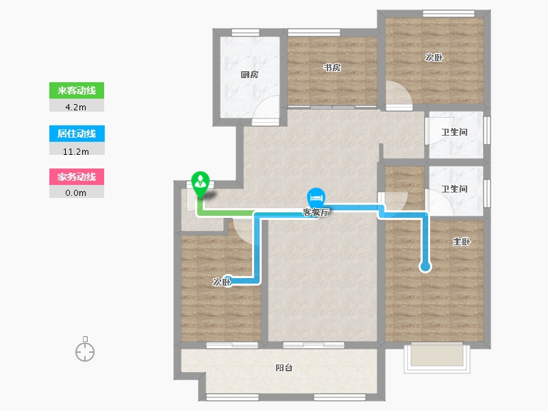 江苏省-徐州市-上水璞园-107.21-户型库-动静线