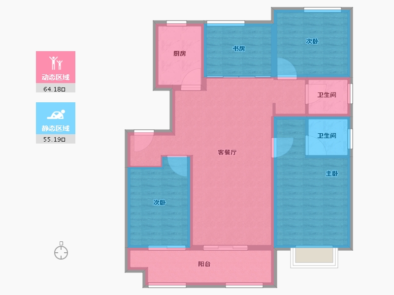 江苏省-徐州市-上水璞园-107.21-户型库-动静分区