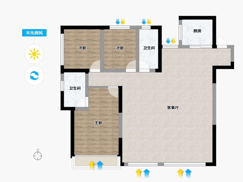 山东省-青岛市-我家阳光上城-108.00-户型库-采光通风