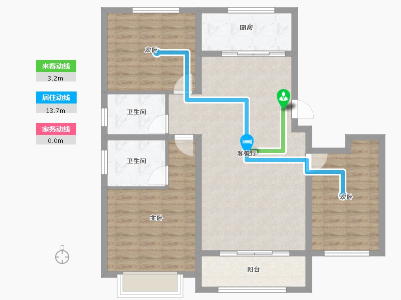 山东省-青岛市-凤凰玫瑰墅-97.60-户型库-动静线