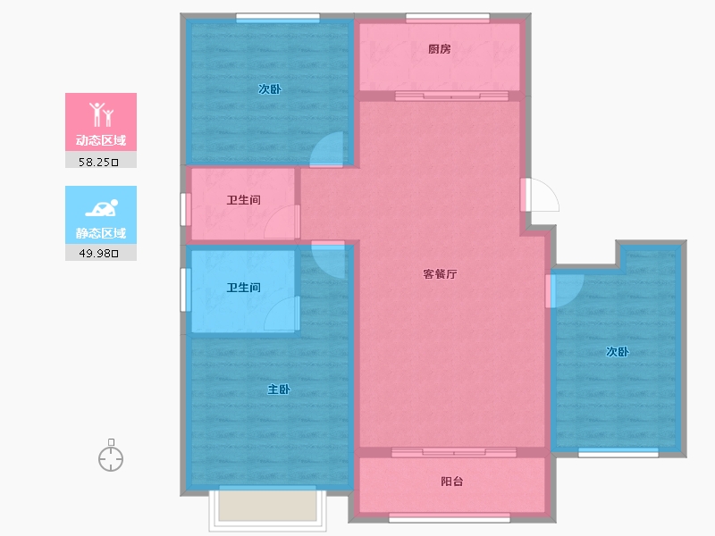 山东省-青岛市-凤凰玫瑰墅-97.60-户型库-动静分区