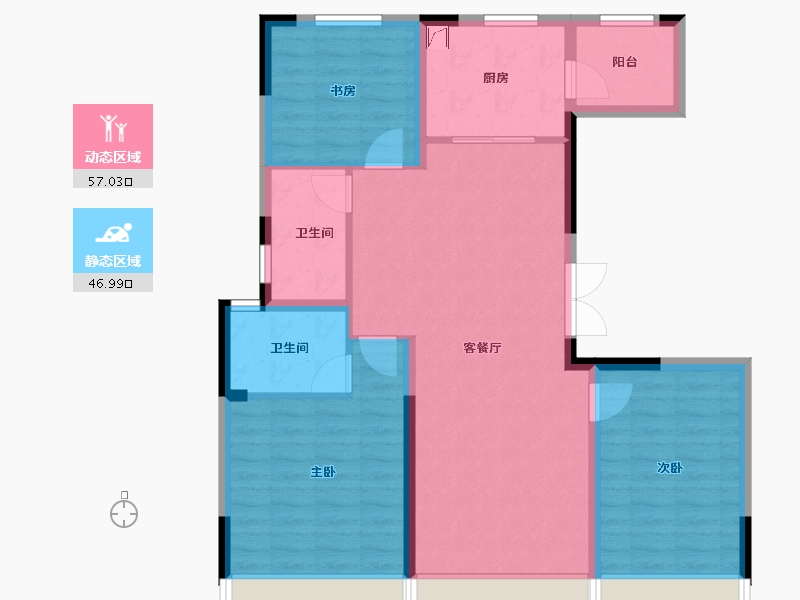 陕西省-西安市-西安蓝光长岛国际社区-93.60-户型库-动静分区