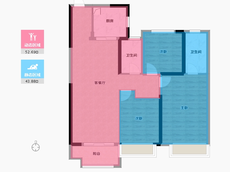 湖南省-长沙市-中海阅麓山-90.40-户型库-动静分区