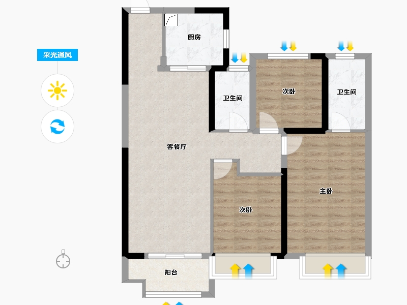 湖南省-长沙市-中海阅麓山-90.40-户型库-采光通风