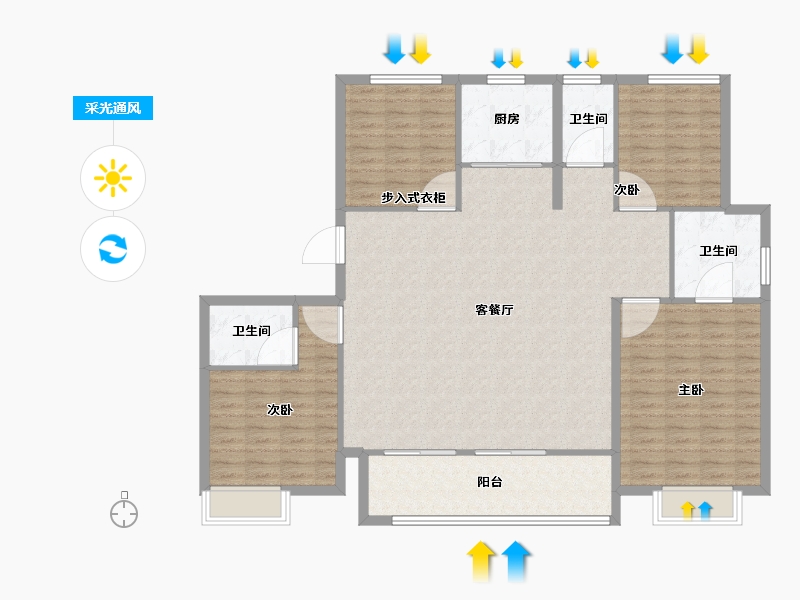 江苏省-徐州市-三盛中城-141.61-户型库-采光通风