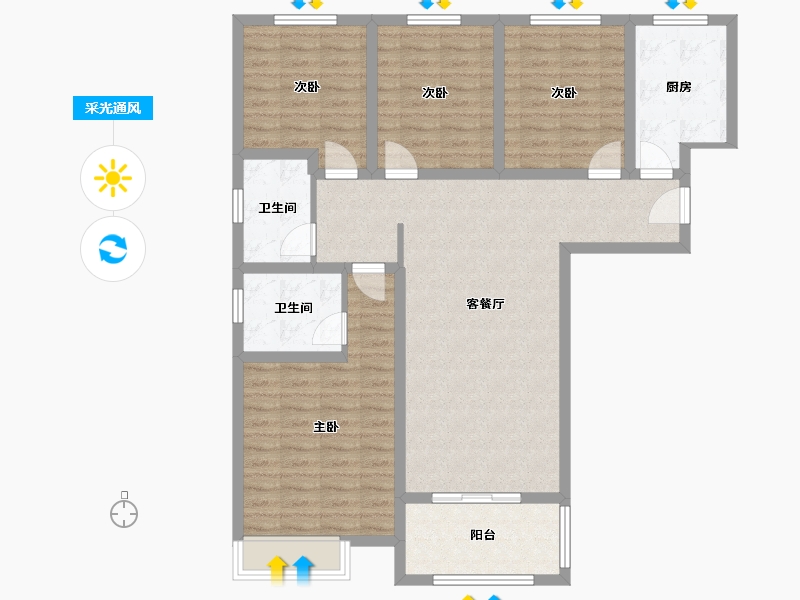 河南省-郑州市-金水世纪城-108.05-户型库-采光通风