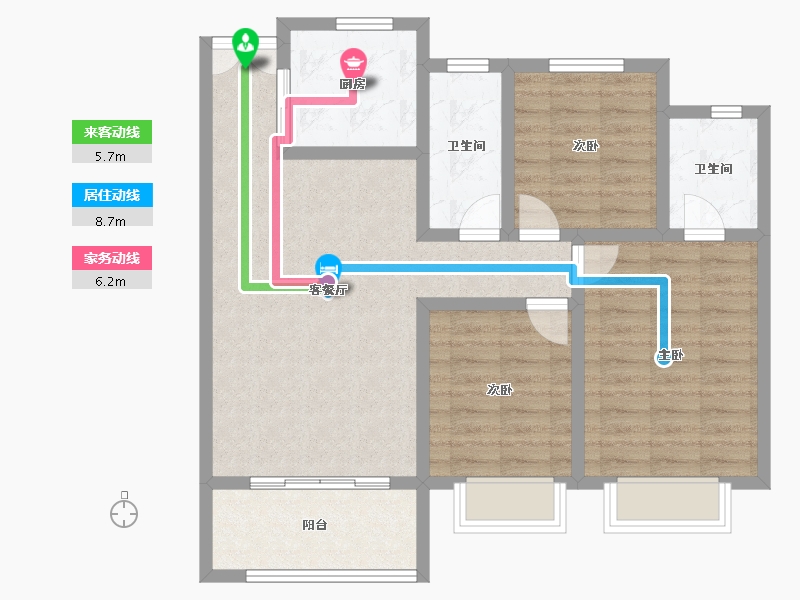 陕西省-西安市-蓝光时代-84.95-户型库-动静线