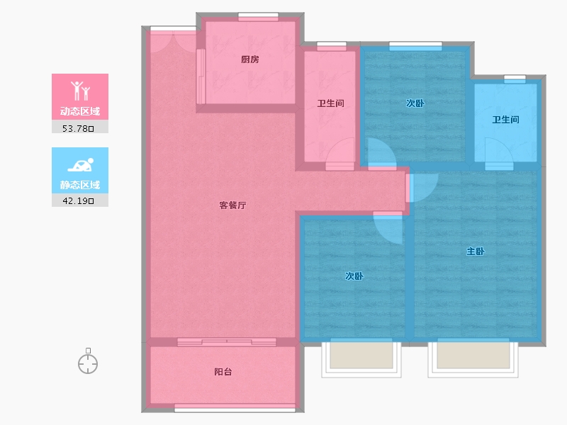 陕西省-西安市-蓝光时代-84.95-户型库-动静分区