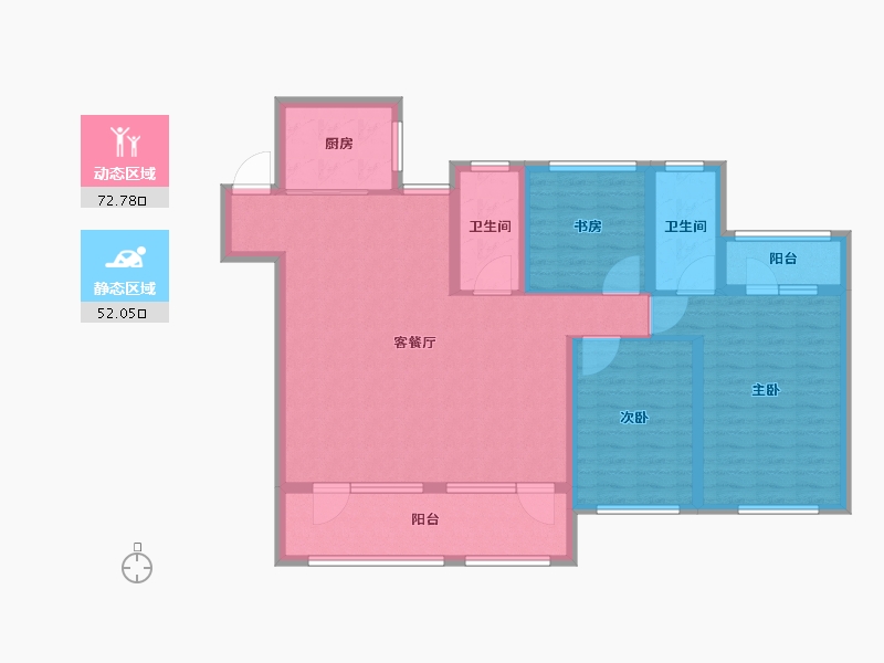 山东省-青岛市-我家阳光上城-112.00-户型库-动静分区