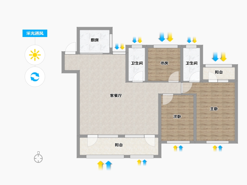 山东省-青岛市-我家阳光上城-112.00-户型库-采光通风