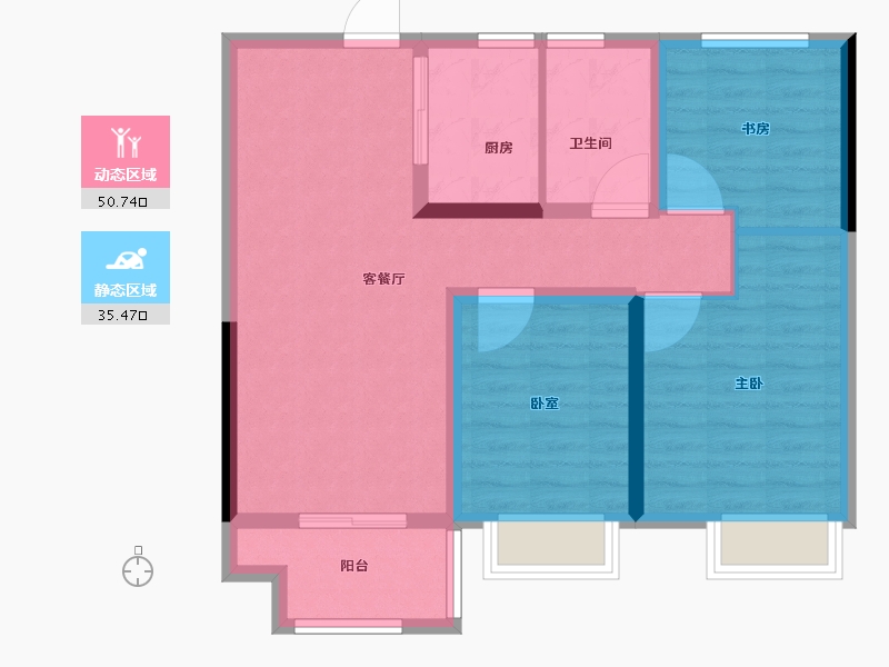 江苏省-徐州市-​颐居隐山观湖-76.81-户型库-动静分区