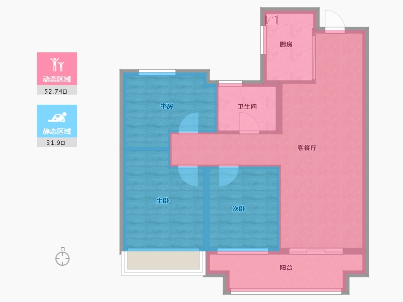 山东省-青岛市-佳源双子星城-75.55-户型库-动静分区