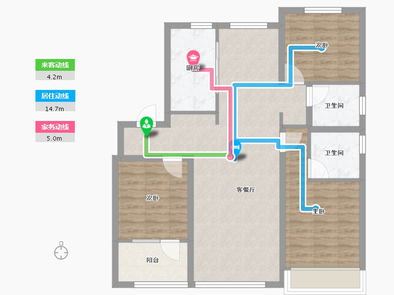 山东省-青岛市-我家阳光上城-84.80-户型库-动静线