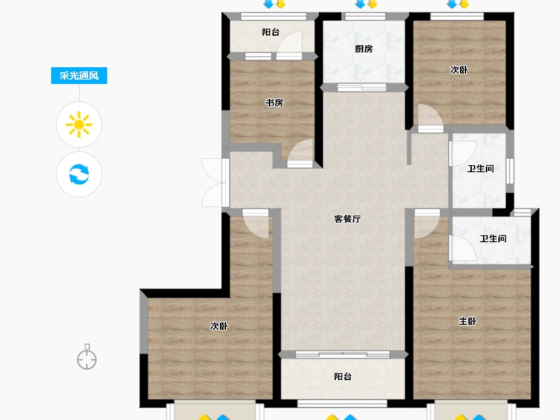 陕西省-西安市-德杰德裕天下-98.70-户型库-采光通风