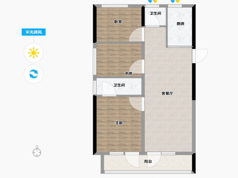 山东省-青岛市-禹洲弘阳天赋雲海-95.21-户型库-采光通风