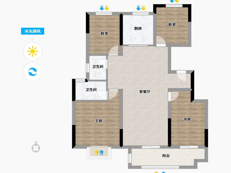 江苏省-徐州市-华建溪棠-99.68-户型库-采光通风