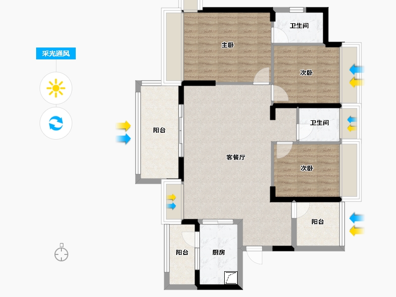 广东省-惠州市-惠阳振业城-97.75-户型库-采光通风