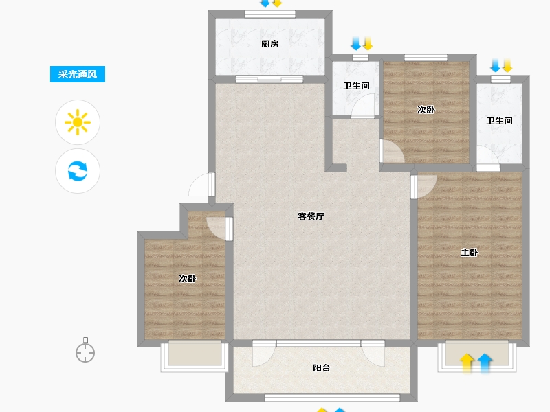 山东省-青岛市-保利叁仟栋-112.00-户型库-采光通风