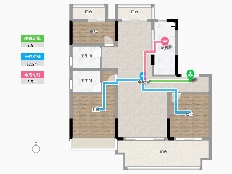 安徽省-亳州市-邦泰江山印-119.00-户型库-动静线