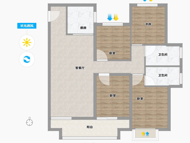 江苏省-徐州市-三盛中城-103.21-户型库-采光通风