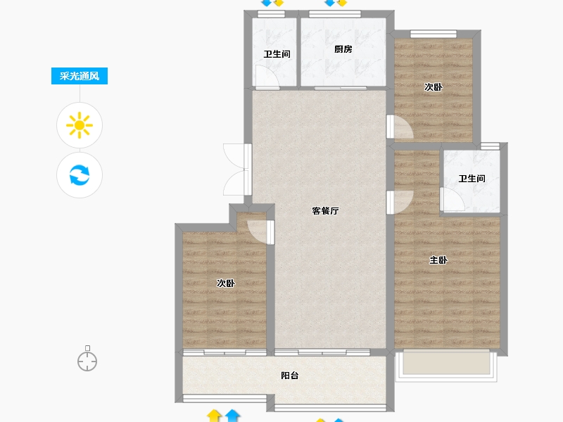 山东省-青岛市-名城府邸-98.40-户型库-采光通风