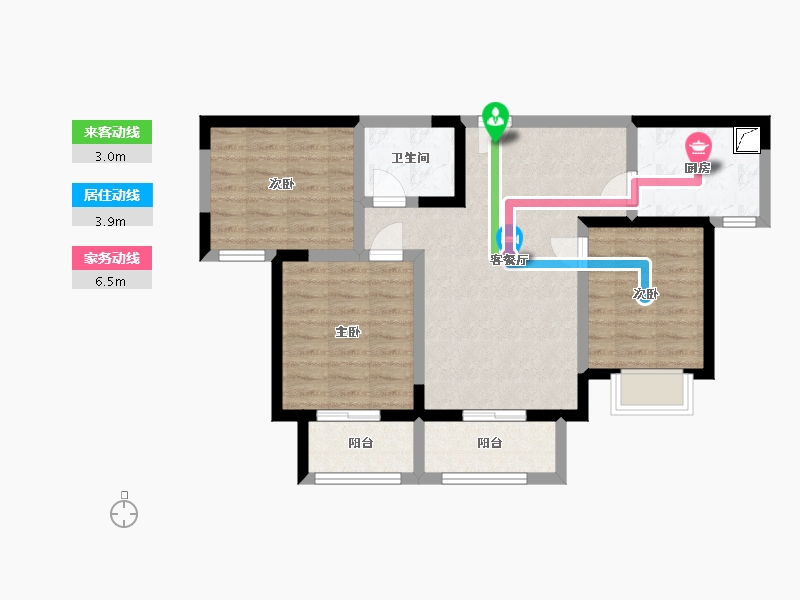 陕西省-西安市-桃苑红杉郡-75.69-户型库-动静线