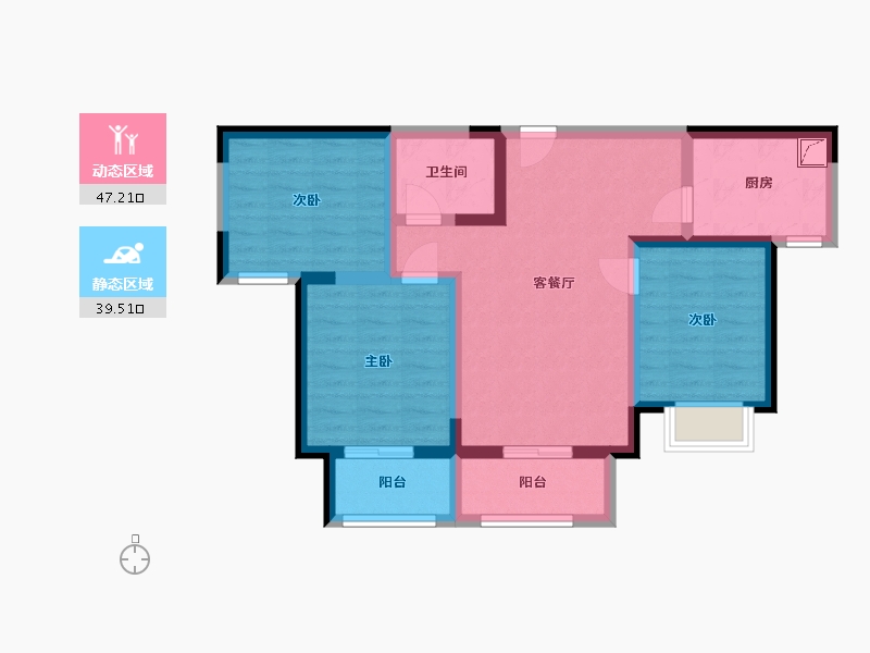 陕西省-西安市-桃苑红杉郡-75.69-户型库-动静分区