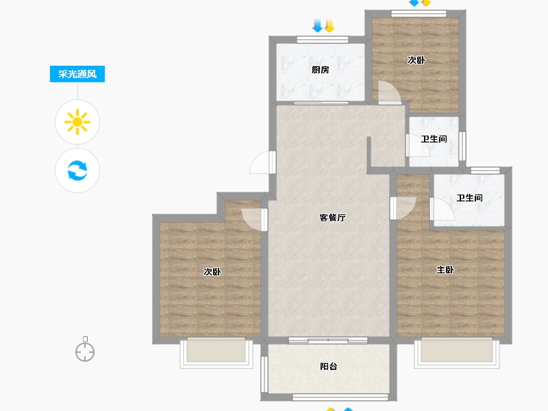 山东省-青岛市-名城府邸-93.41-户型库-采光通风