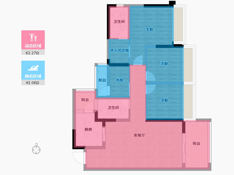 重庆-重庆市-飞洋西宸悦府-92.52-户型库-动静分区