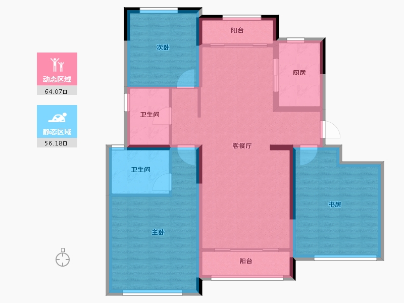 山东省-青岛市-蓝城玉蘭公馆-108.22-户型库-动静分区