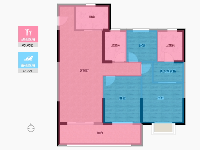 甘肃省-兰州市-瑞岭学府-92.86-户型库-动静分区