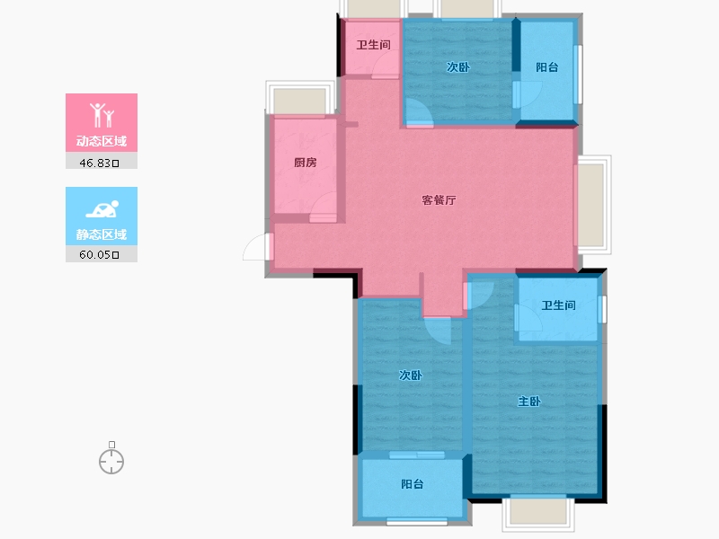 江苏省-徐州市-九巨龙龙城樾府-95.25-户型库-动静分区