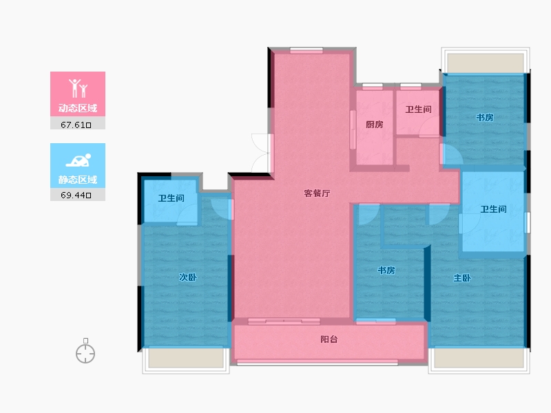 浙江省-台州市-蓝城澄园-122.60-户型库-动静分区