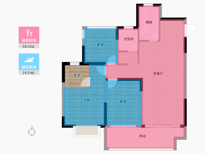 山东省-烟台市-龙樾府-86.41-户型库-动静分区