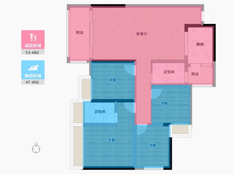 重庆-重庆市-银河公园山水-94.39-户型库-动静分区