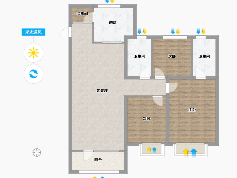 山东省-烟台市-万科翡翠大道-100.00-户型库-采光通风