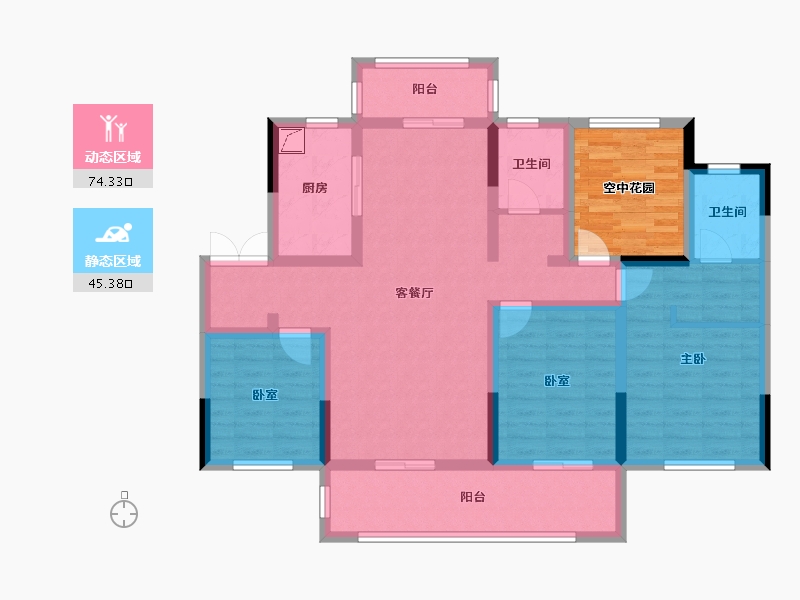 湖南省-长沙市-宇业东方红郡-114.48-户型库-动静分区