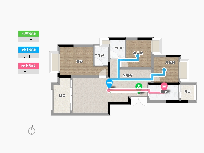 重庆-重庆市-金科联发東悦府-75.97-户型库-动静线