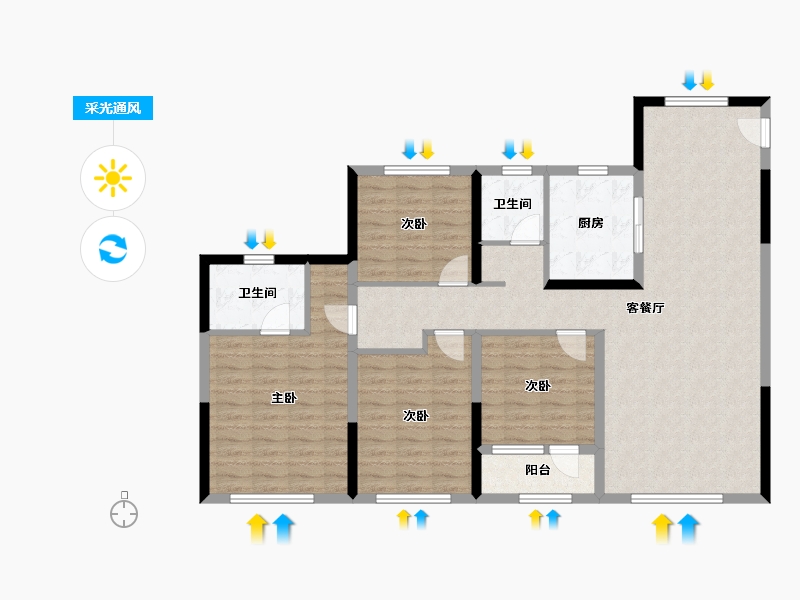 山东省-青岛市-龙湖春江彼岸-116.00-户型库-采光通风