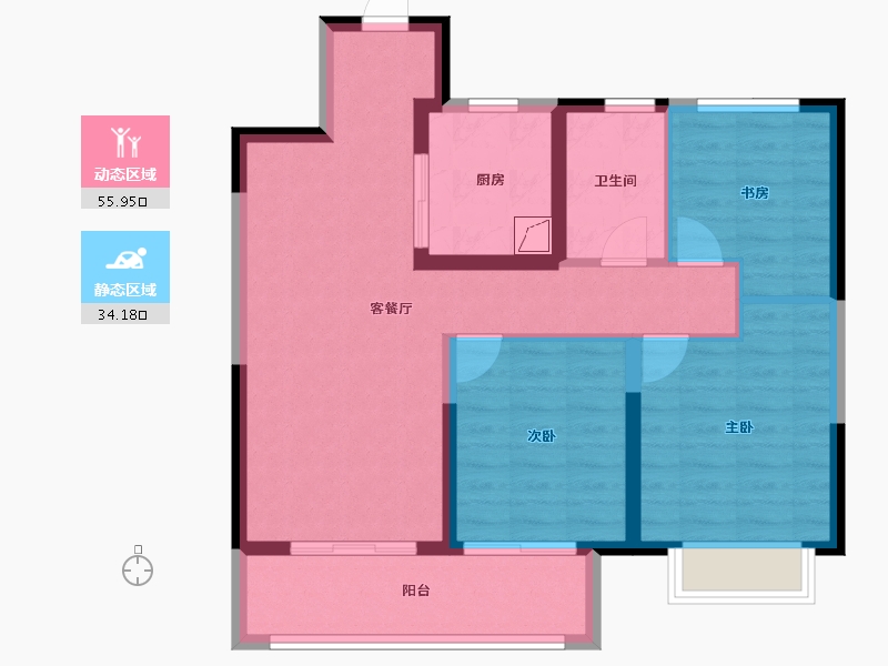 江苏省-无锡市-红豆香江华府-80.16-户型库-动静分区