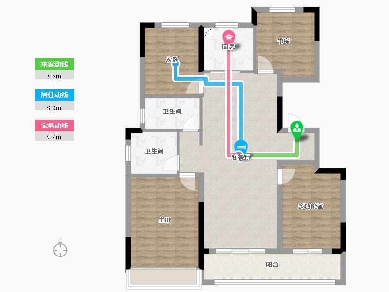 浙江省-绍兴市-和樾府-107.20-户型库-动静线