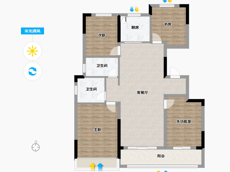 浙江省-绍兴市-和樾府-107.20-户型库-采光通风