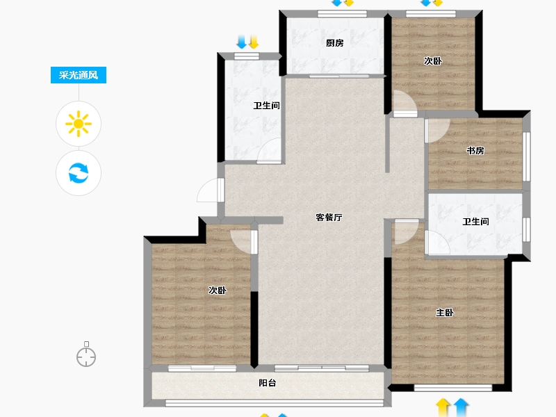 山东省-青岛市-蓝城玉蘭公馆-120.00-户型库-采光通风