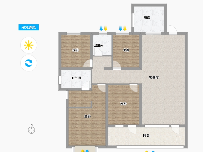 山东省-青岛市-海尔产城创东方学府-118.40-户型库-采光通风