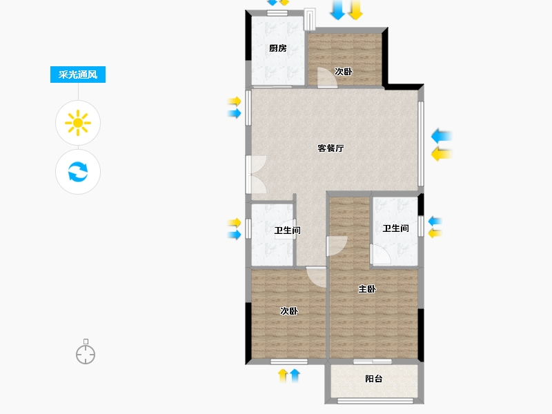 浙江省-台州市-天铂华庭-101.60-户型库-采光通风