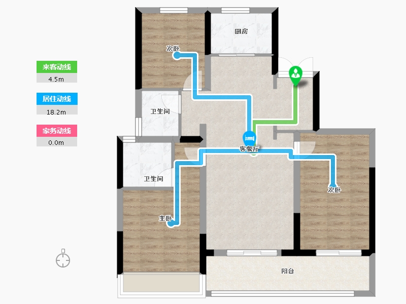 浙江省-台州市-蓝城澄园-90.30-户型库-动静线